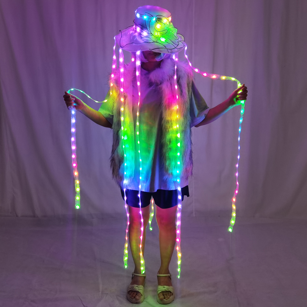 LED Jellyfish Hat Full Color L - Event Party Dj avaliação e preço