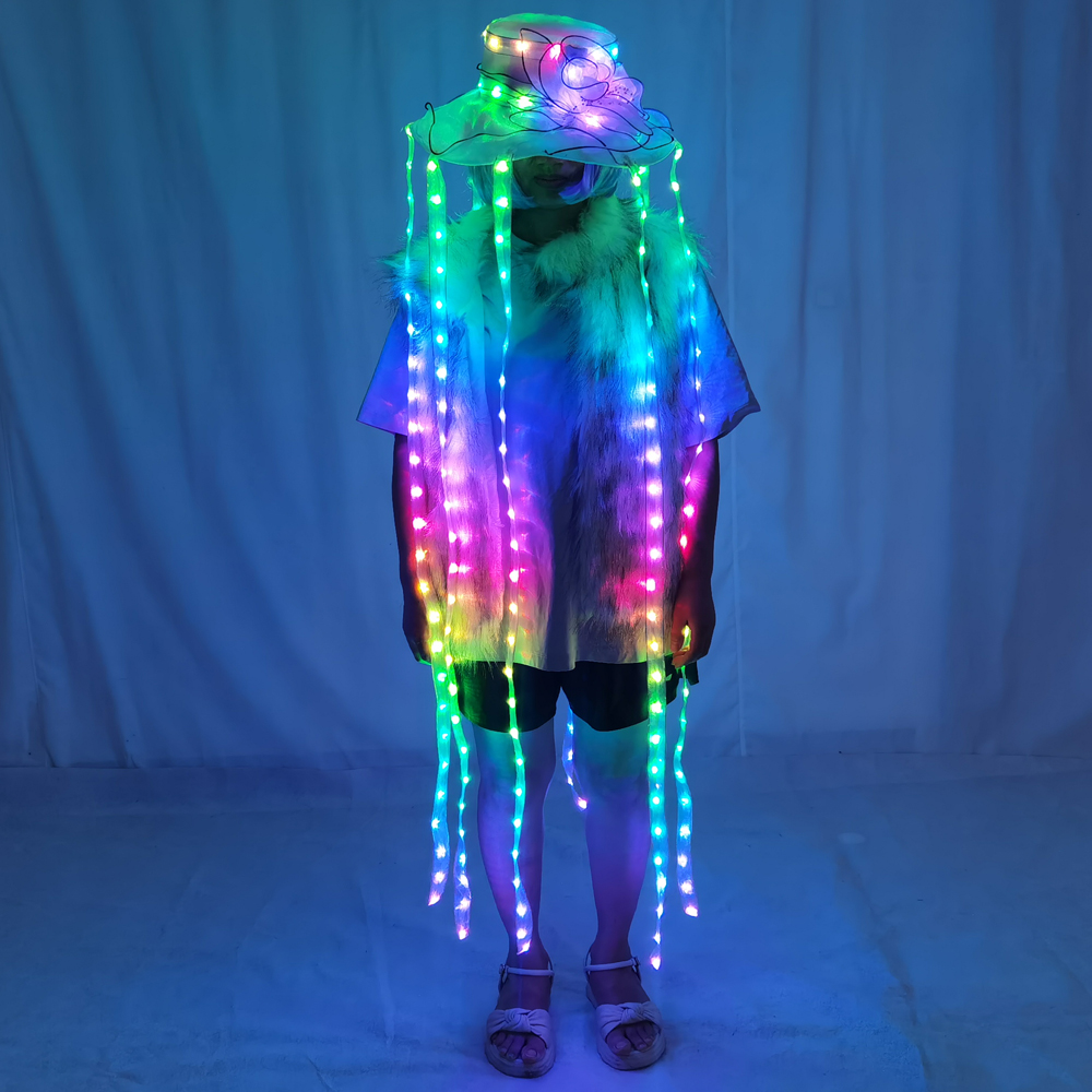 LED Jellyfish Hat Full Color L - Event Party Dj avaliação e preço