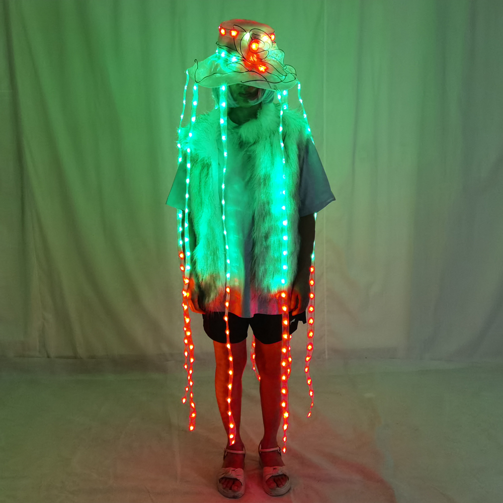 LED Jellyfish Hat Full Color L - Event Party Dj avaliação e preço