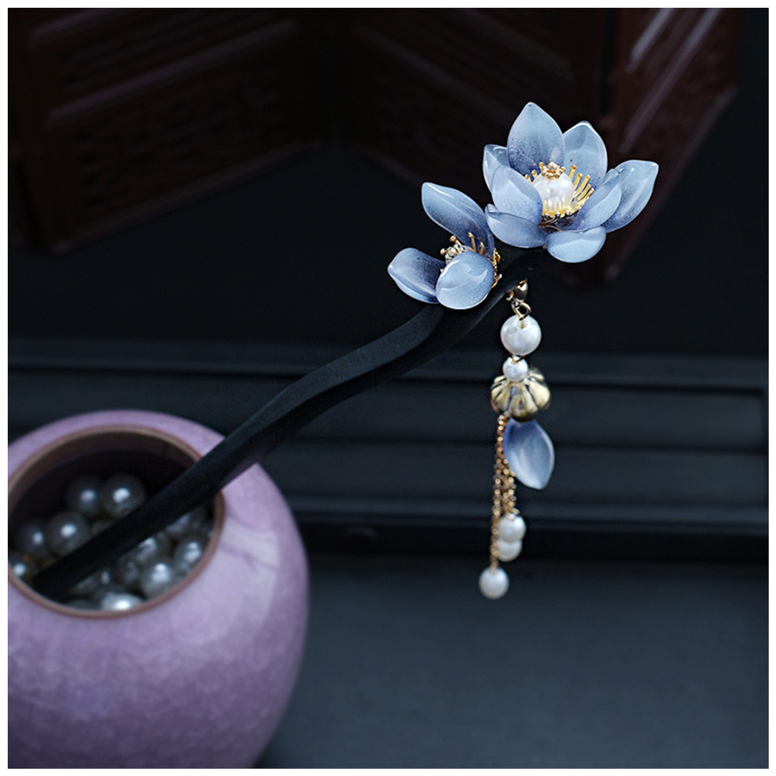 Blue Flower Hair Stick Vintage - Event Suppliers avaliação e preço