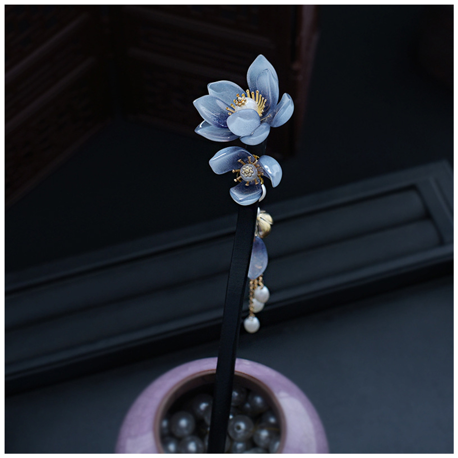 Blue Flower Hair Stick Vintage - Event Suppliers avaliação e preço