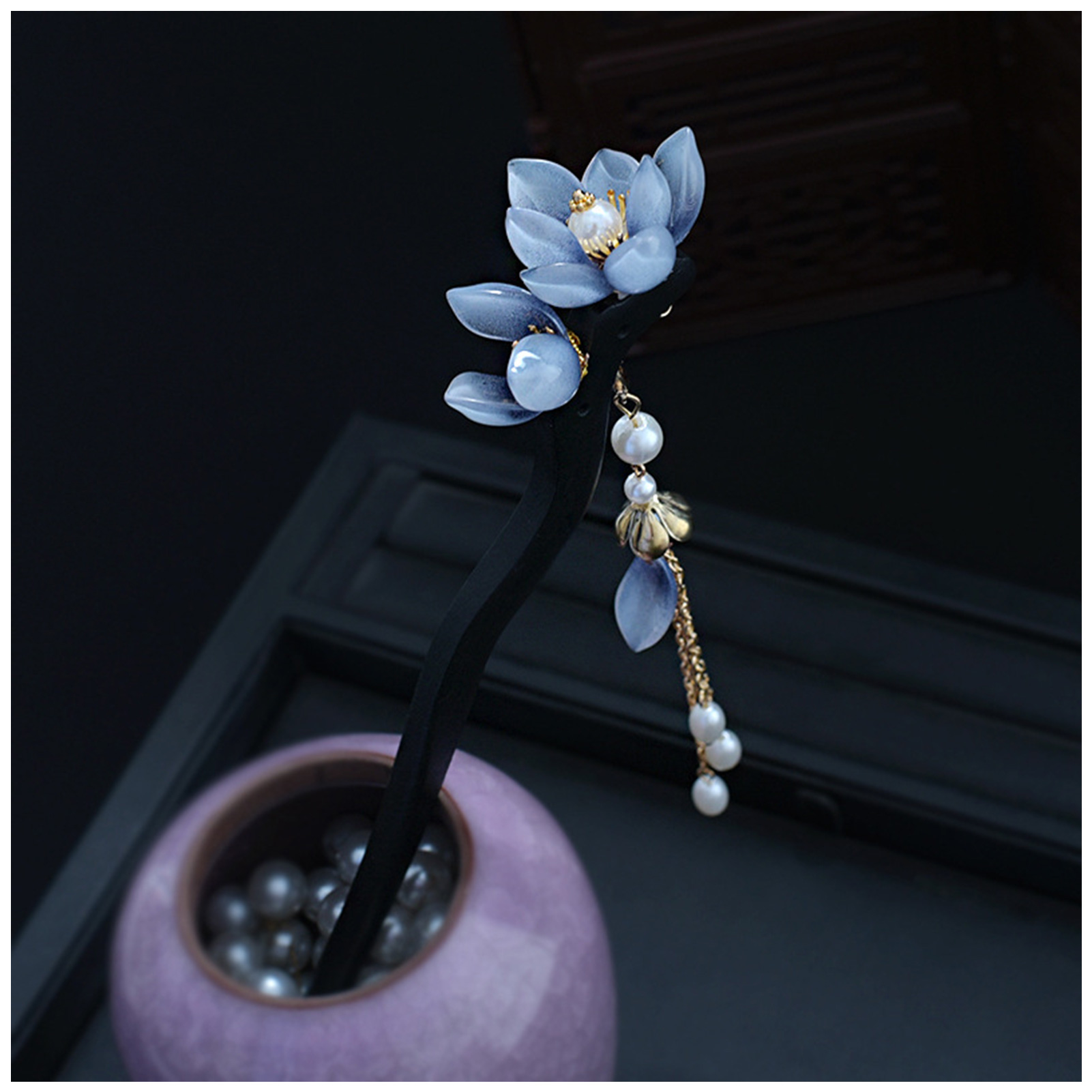 Blue Flower Hair Stick Vintage - Event Suppliers avaliação e preço