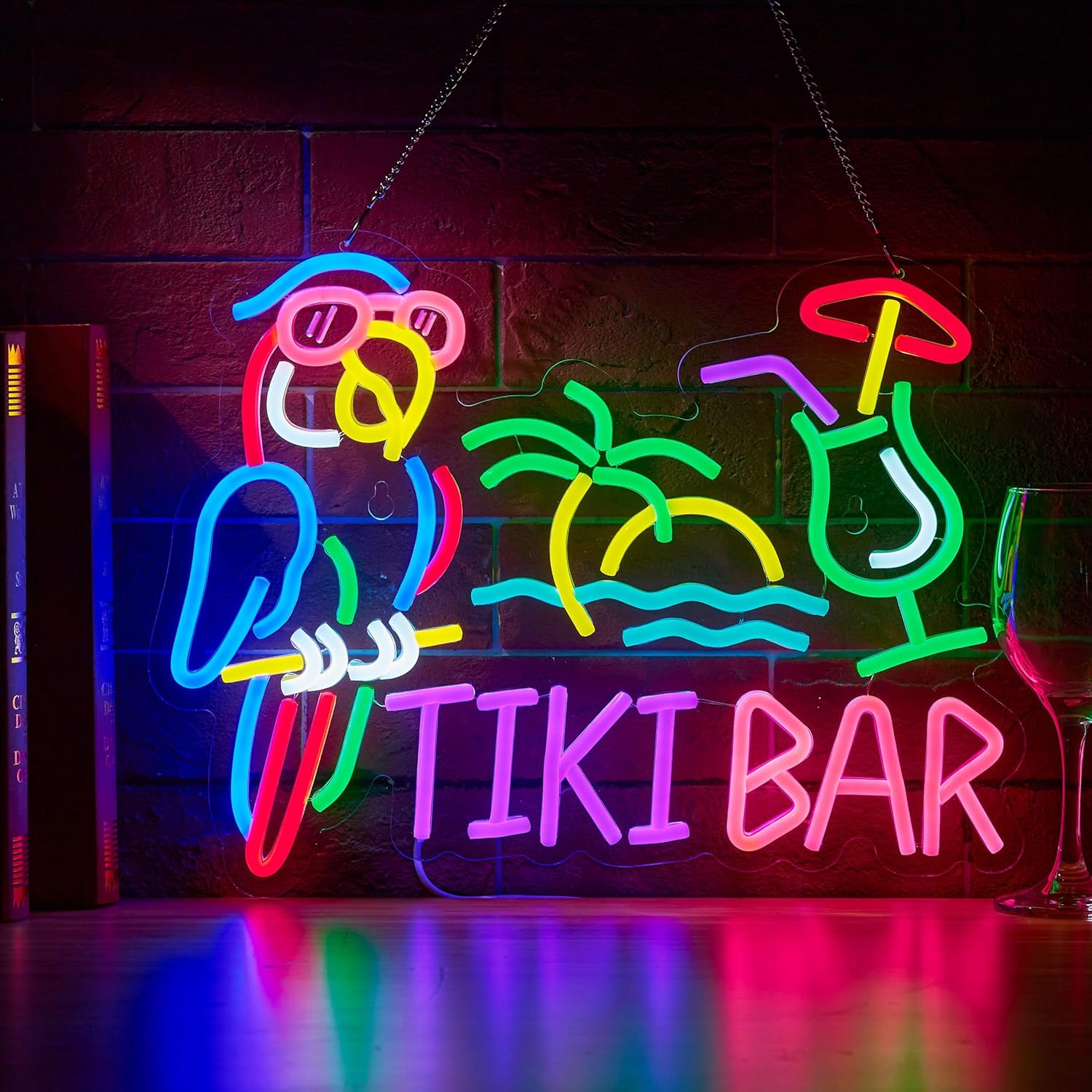 Tiki Bar Parrot Palm Tree Neon - Neon Sign Party avaliação e preço