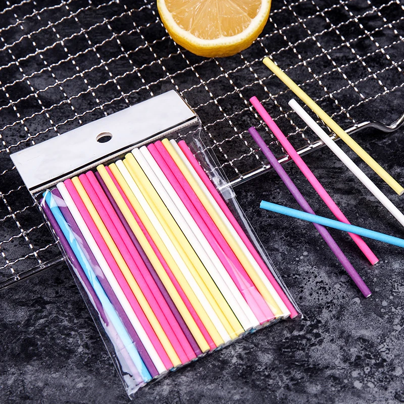 100Pcs/Lot Paper Lollipop Stic - Paper Straw Color avaliação e preço