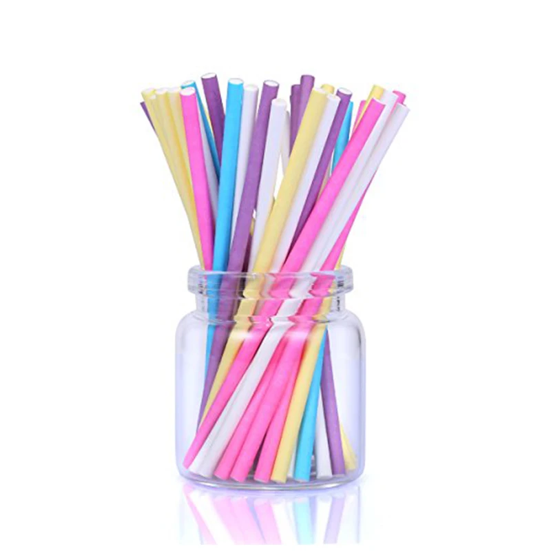 100Pcs/Lot Paper Lollipop Stic - Paper Straw Color avaliação e preço