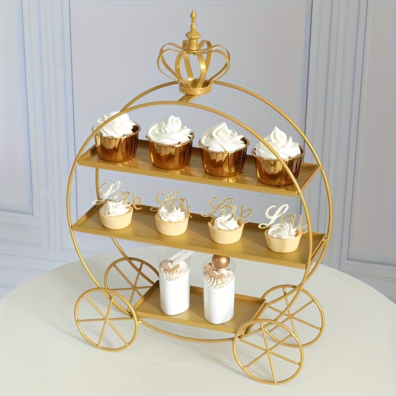 3-Tier Golden Crown Cake Stand - Cupcake Stand Tier avaliação e preço