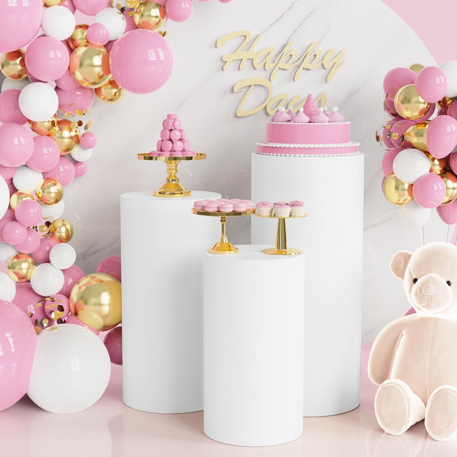 Yeele 1PCS/3PCS/5PCS White Cyl - Dessert Table Backdrop avaliação e preço