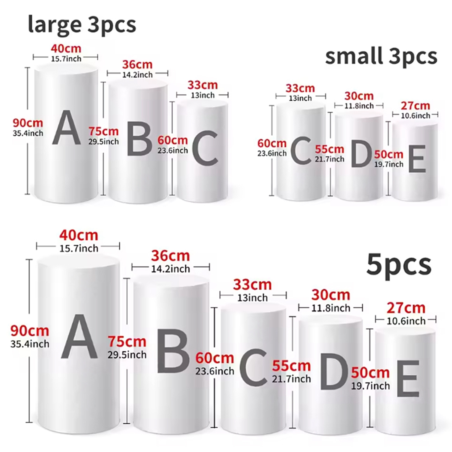 Yeele 1PCS/3PCS/5PCS White Cyl - Dessert Table Backdrop avaliação e preço