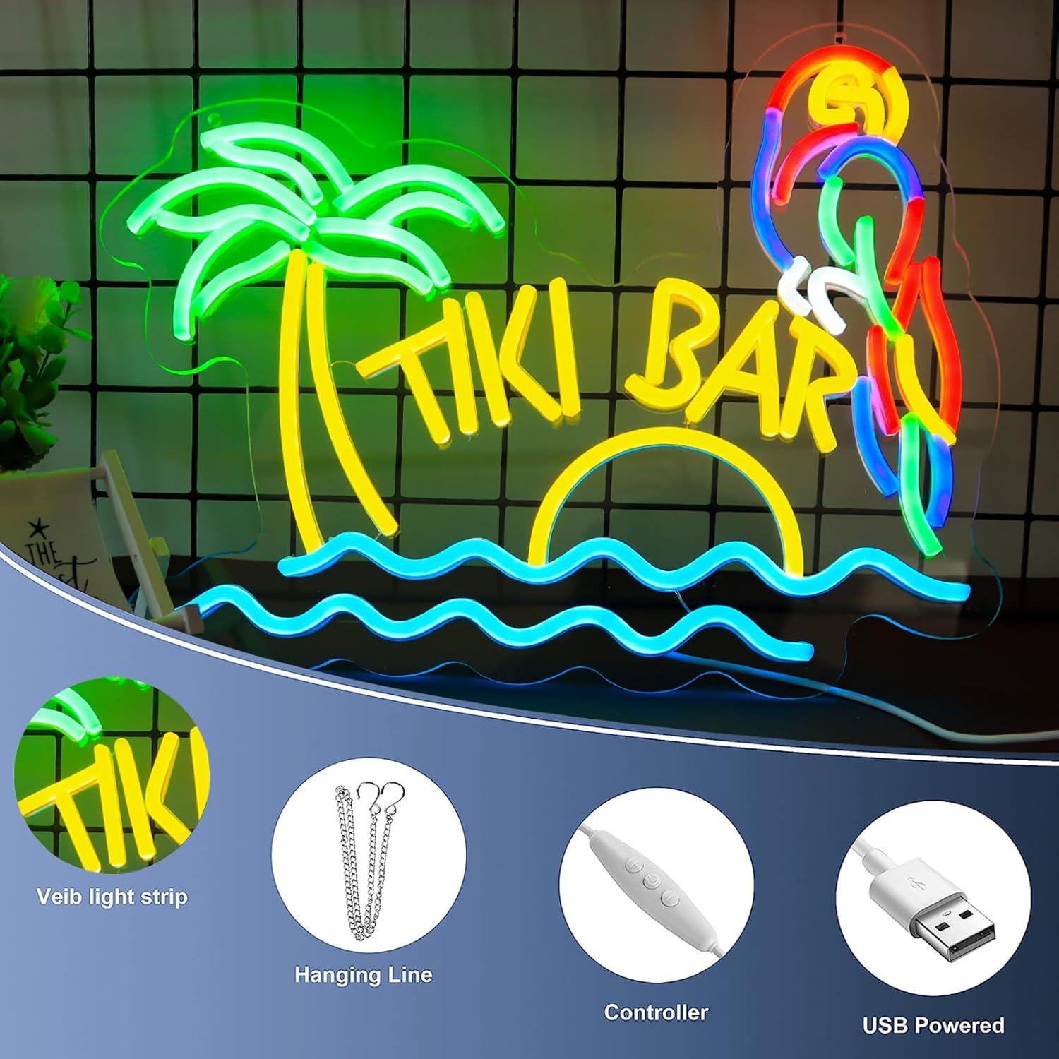 Tiki Bar Neon Sign Beach Theme - Neon Sign Party avaliação e preço