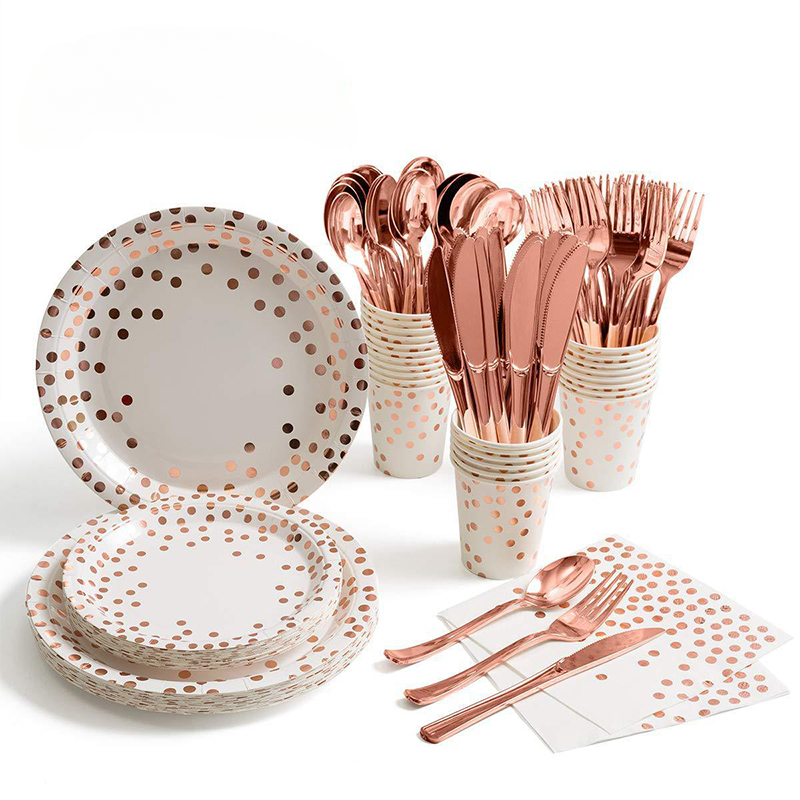 Rose Gold Party Tableware Kit  - Paper Straw Color avaliação e preço