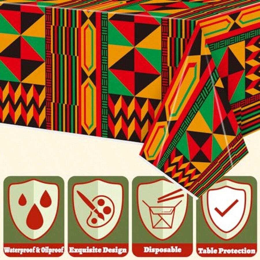 3 Packs African Print Disposab - Table Cloth Disposable avaliação e preço