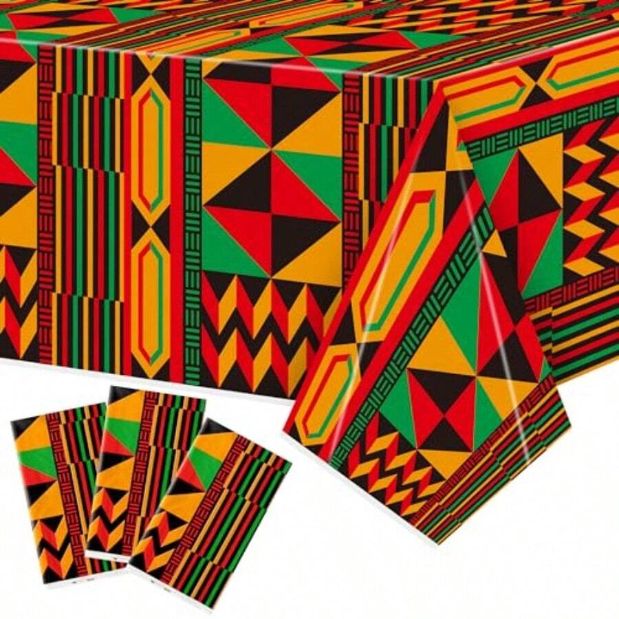 3 Packs African Print Disposab - Table Cloth Disposable avaliação e preço