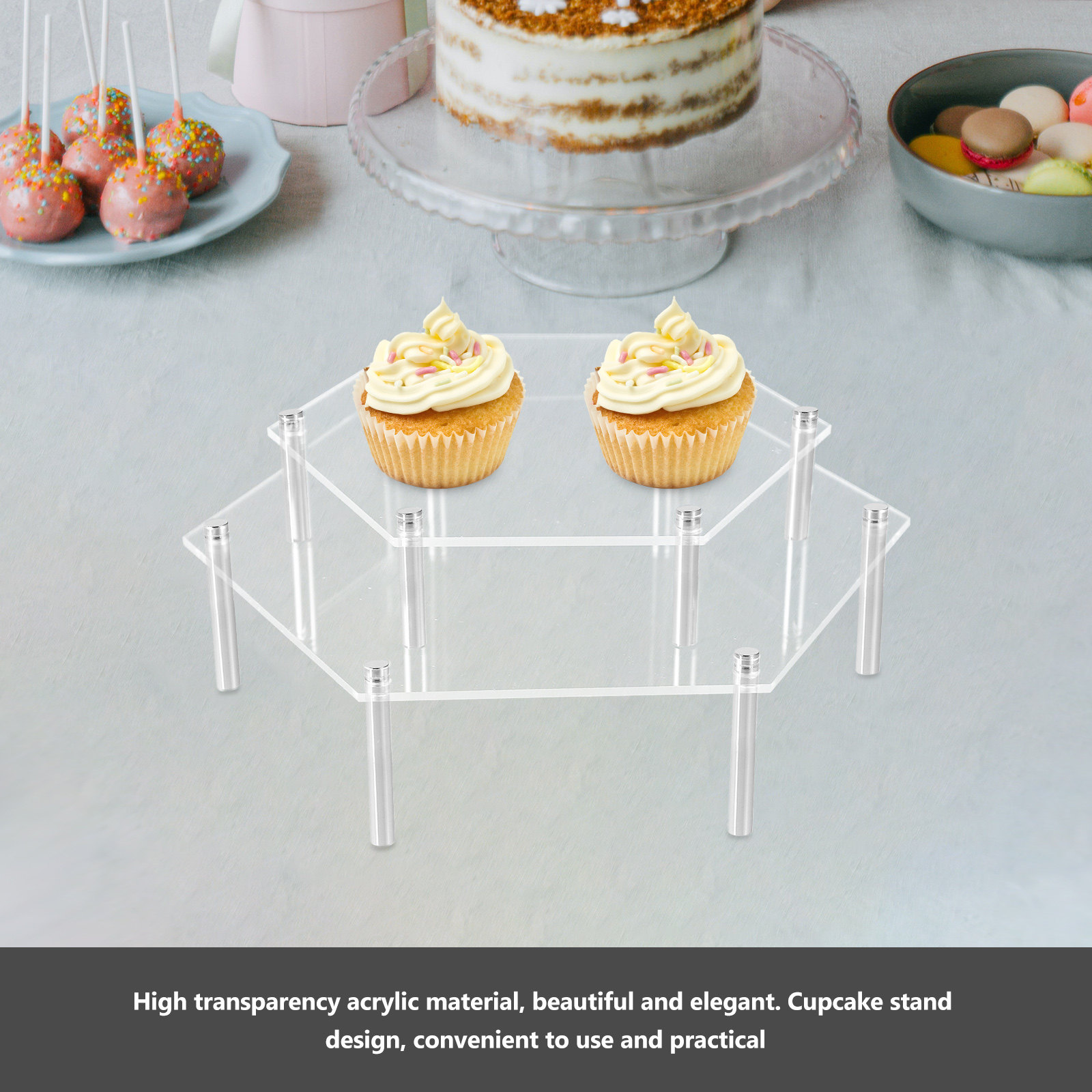1Set Acrylic Cake Stand Clear  - Cupcake Stand Tier avaliação e preço