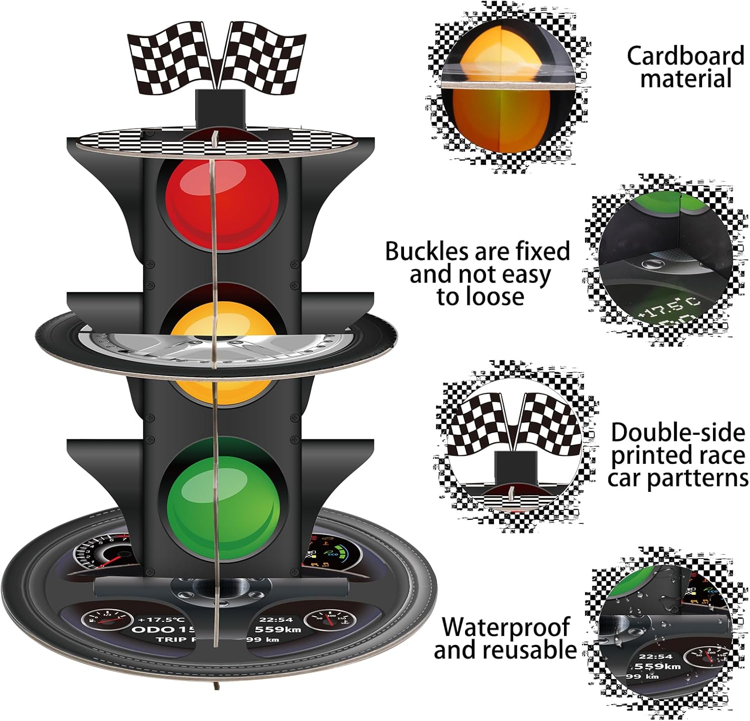 3-Tier Race Car Cupcake Stand, - Cupcake Stand Tier avaliação e preço